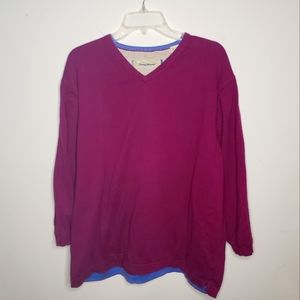 Tommy Bahama Mens XXL Cotton Cashmere Blend Long Sleeve Sweater Purple V-Neck